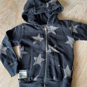 Nununu Star Pattern Hoodie - Black and Gray